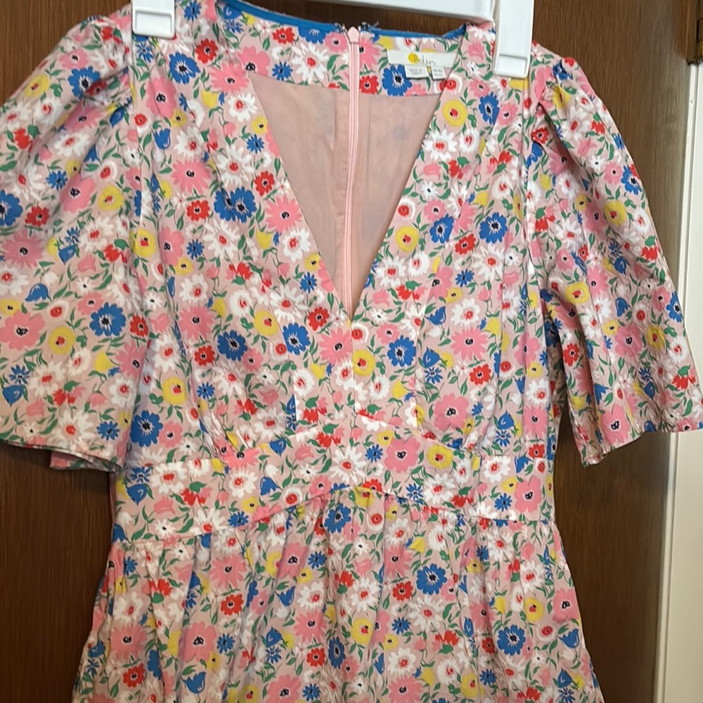Floral Red and White Dress